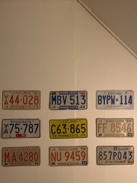 Souvenirs, number plates, room decor, decorations, inspiration, wall decor Vintage License Plates Decor Wall Art, License Plate Decor Wall Art, Record On Wall, License Plate Wall Decor, License Plate Decor, License Plate Wall, Car Number Plates, Vintage License Plates, Number Plates