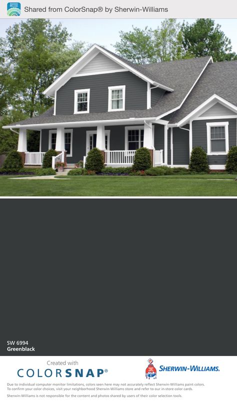 Front door- SW Greenblack Gray House Exterior, Ranch House Exterior, House Paint Color Combination, Gray House, Exterior House Paint Color Combinations, Exterior House Color, Grey Exterior, Grey Houses, Exterior Paint Colors For House