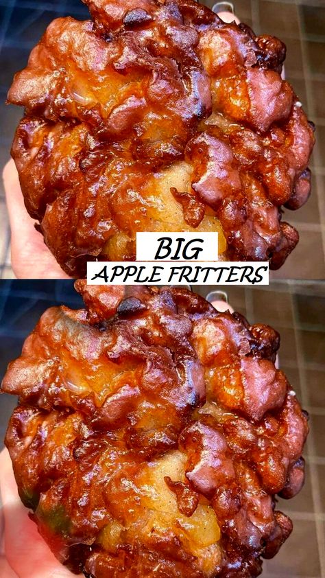 German Apple Fritters Recipe, Cake Mix Apple Fritters, The Best Apple Fritters, Large Apple Fritters, Apple Fritters With Bisquick, Crispy Apple Fritters Recipe, Diy Apple Fritters, Pillsbury Grands Flaky Layers Recipes, Apple Fritters Yeast Dough