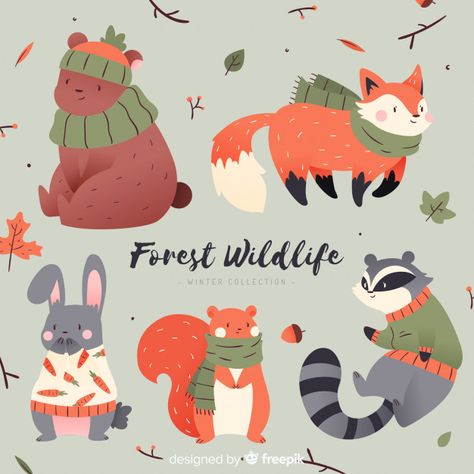 Winter Animal Illustration, Wipes Packaging, Pinterest Va, Win Art, Yellow Business Card, Forest Drawing, Animals Forest, Zestaw Ikon, Forest And Wildlife