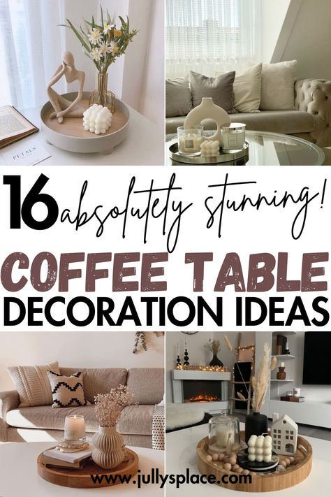 Coffee table decor ideas Scandi Coffee Table Styling, Decorating Round Glass Coffee Tables, Center Piece Living Room Home Decor, Decorate Living Room Table, Office Coffee Table Decor, Ideas For Living Room Table Decor, How To Decorate A Living Room Table, Coffee Tablescapes Ideas, Books On Coffee Table Home Decor