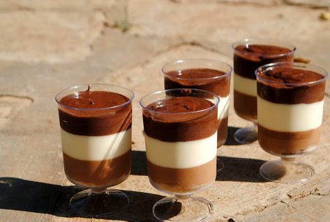 Triple layer Chocolate Mousse in Pretty Trifle Glasses. | The Compulsive Baker Christmas Month, Chocolate Mousse Desserts, Chocolate Mousse Cups, Mousse Cups, It's December, Chocolate Trifle, Triple Chocolate, Chocolate Mousse, Trifle