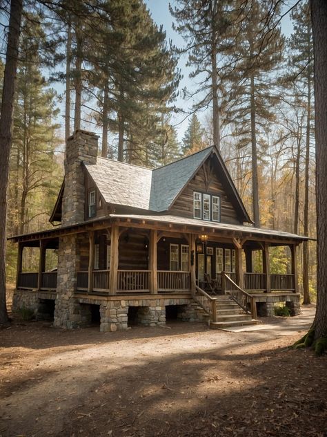 Dark Log Cabin, Cute Log Cabin Exterior, Log Home With Black Metal Roof, Log Cabin With Metal Roof, 1800s Log Cabin, Log Cabin With Chinking Exterior, Dream Cabin, House Cabin, Log Cabin Homes