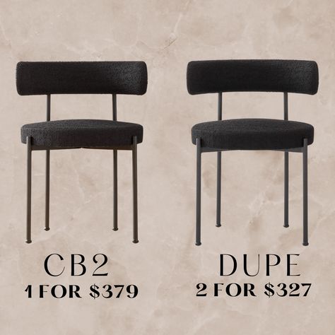 Love these boucle dining chairs! #amazon #cb2 #dining #diningroomideas #dupes #aesthetic #boucle Cb2 Dining Chairs, Cb2 Harper Dining Table, Black Boucle Dining Chair, Dining Chairs For Black Table, Wabi Sabi Dining Chairs, Cb2 Dining Chair, Amazon Dining Chairs, Organic Modern Dining Chairs, Cb2 Chairs