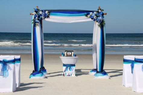 Packages - Affordable Daytona Beach Wedding Royal Blue Wedding Decorations, Daytona Beach Wedding, Beach Color Schemes, Mens Beach Wedding Attire, Outdoor Beach Wedding, Beach Theme Wedding Cakes, Blue Beach Wedding, Blue Wedding Decorations, Beach Wedding Ideas