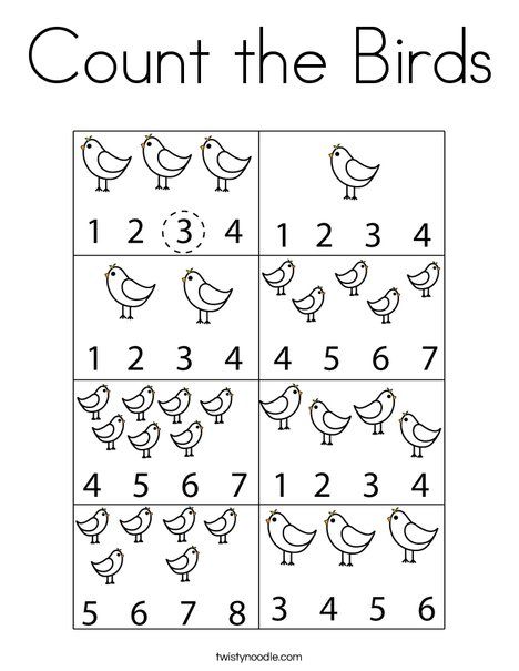 Birds Kindergarten Activities, Kindergarden Worksheet, Math Worksheets For Kindergarten, Birds For Kids, Bird Coloring, Twisty Noodle, Preschool Math Worksheets, Preschool Coloring Pages, Bird Coloring Pages