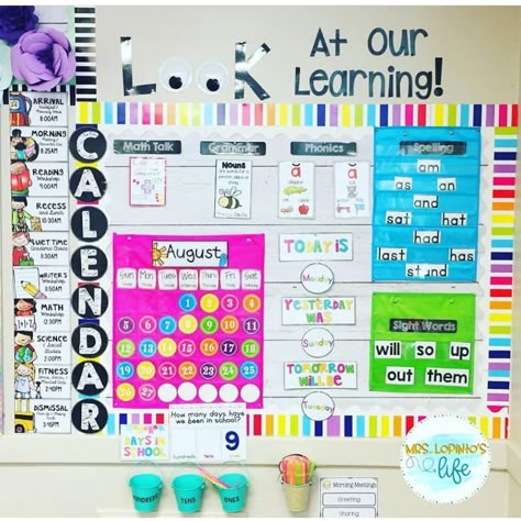 1st Grade Board Ideas, Weekly Focus Board Preschool, Focus Wall Kindergarten, Morning Meeting Bulletin Board, Weekly Focus Board, First Grade Bulletin Board Ideas, Focus Wall Classroom, Math Focus Walls, Classroom Setup Elementary