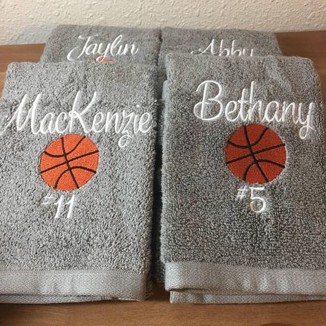 These are high quality hand towels- larger sized for wiping sweat! 16x26 100% Cotton I can do volleyball, basketball, soccer, tennis, badminton, lacrosse - just about anything! You have a group, I will design your towels! Please leave all info in name to seller box- or send me a Basketball Senior Night, Basketball Team Gifts, Basketball Uniforms Design, Senior Night Gifts, Basketball Tips, Basketball Birthday, Basketball Skills, Cheer Gifts, Soccer Tennis