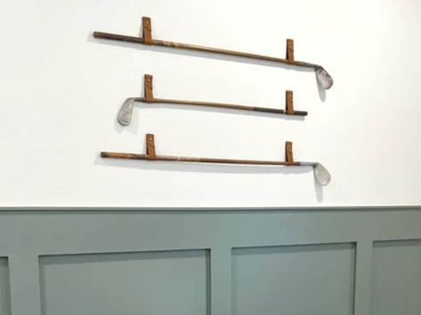 Golf Club Display, Golf Nursery, Golf Wall Decor, Rod Hanger, Golf Room, Teenager Bedroom Boy, Boys Golf, Golf Decor, Hanger Storage