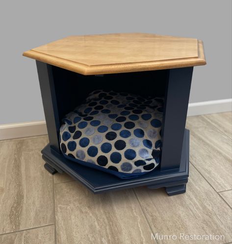 Hexagon End Table Makeover, Octagon Side Table, Hexagon End Table, End Table Makeover, Wood Hexagon, Wood End Table, Antique Home, Beautiful Dog, Table Makeover