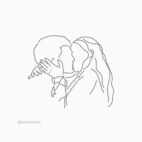 Kissing Line Art, Mothers Day Drawings, 심플한 그림, Romantic Couple Kissing, Couple Kissing, Minimalist Drawing, Line Art Design, Outline Art, Outline Drawings