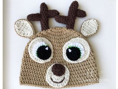 Hat Free Crochet Pattern, Easy Crochet Hat Patterns, Crochet Beanie Pattern Free, Crochet Animal Hats, Reindeer Hat, Crochet Deer, Easy Crochet Hat, Hat Patterns Free, Crochet Patterns Free Beginner