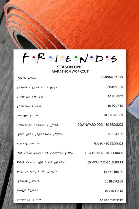 Friends To Watch When, Friends Workout Challenge, Workout While Watching Tv, Tv Workout Challenge, Workout Friends, Tv Workout, Tv Show Workouts, Marathon Workouts, Movie Workouts