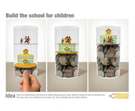 build the school for children Donation Box Design, Church Offering, Donation Boxes, Piggy Bank Diy, Offering Box, Charity Donation, Donation Box, 광고 디자인, Brown Paper Bag