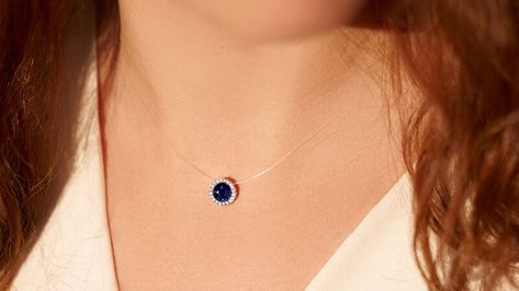 Blue Sapphire Pendant Luxury Sapphire Birthstone Necklace, Elegant Blue Sapphire Birthstone Necklace, Sapphire Birthstone Pendant Jewelry, Luxury Sapphire Gemstone Birthstone Necklace, Blue Sapphire Pendant Birthstone Necklace, Virgo Birthstone, Blue Sapphire Pendant, Magical Stones, Diamond Birthstone