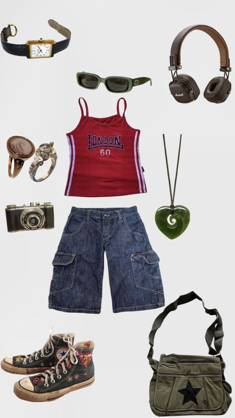 outfit idea💅🎀🤍 (how you like this?) #outfit #outfitinspo #vibes #nature #summer #slay Y2k Camping Outfits, Brat Summer Outfit Aesthetic, Summer Camp Outfit Ideas, Brat Summer Outfit, Camp Outfits Aesthetic, Camping Outfits Aesthetic, 2000s Summer Outfits, Camp Flog Gnaw Outfits, Glamping Outfit