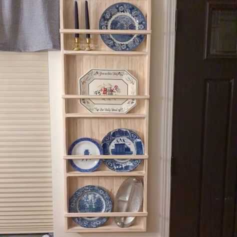 Plate Stand, 4 Shelf Tall Plate Rack, Hanging Wall Plate Display, Dish Rack, Platter Display Shelf, Tall Plate Shelf and Display Wood Plate Racks In Kitchen, Plate Shelf, Platter Display, Plate Shelves, Plate Rack, Modern Dinnerware, Plate Stand, Cottage Life, Dish Rack