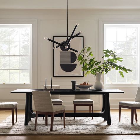 Winston Low-Back Dining Chair | West Elm Low Back Dining Chairs, Black Dining Table, Modern Contemporary Dining, Black Dining, Black Dining Room, Sugi Ban, Contemporary Dining Table, Dining Table Black, Dining Room Inspiration