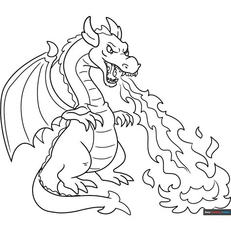 Free Fire Breathing Dragon Coloring Page for Kids Inside Out Coloring Pages, Dragon Craft, Realistic Dragon, Breathing Fire, Paper Dragon, Dragon Coloring, Fire Drawing, Fire Breathing Dragon, Fire Breathing