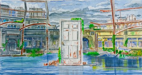 Suzume Movie Poster Suzume Painting, Suzume Door, Suzume Movie, Door Drawing, Anime Painting, Mosque Art, Painted Doors, Gouache Painting, Movie Poster