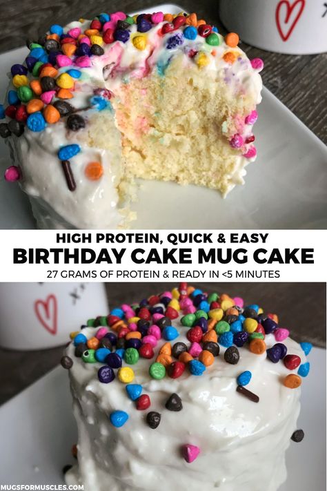 Bariatric Birthday Cake, Macro Friendly Birthday Cake, Macro Friendly Mug Cake, Angel Food Cake Protein Powder Recipes, Herbalife Cake Recipe, Herbalife Mug Cake Recipes, Protein Powder Mug Cake Easy, Pescience Protein Recipes, Easy Protein Desserts