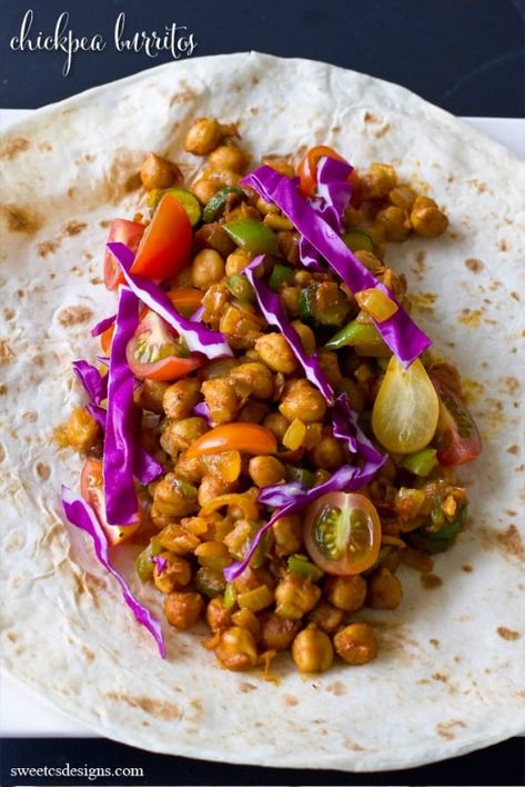 Chickpea Burrito, Bean Meals, Healthy Burritos, Vegan Burritos, Burrito Recipes, Vegan Chickpea, Vegan Wraps, Vegan Recipes Videos, Chick Pea