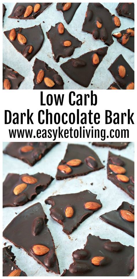 Low Carb Dark Chocolate Bark with Toasted Almonds - Easy Keto Chocolate Candy Recipes - How to make sugar free almond chocolate bark candy. Keto Chocolate Fat Bombs Fun! Chocolate Bark Candy, Bark Candy, Cheap Desserts, Dark Chocolate Bark, Low Carb Candy, Ketogenic Desserts, Chocolate Candy Recipes, Almond Chocolate, Keto Candy