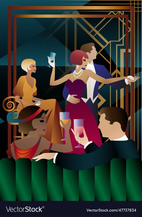 Dancers On Stage, Retro Posters, Cubism Art, Drinking Alcohol, People Dancing, Deco Art, Poster Artwork, Body Poses, Retro Illustration