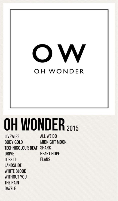 Oh Wonder Album Cover, Oh Wonder Band, Landslide Song, Oh Wonder, Indie Movie Posters, Minimal Poster, Highlight Icons, Instagram Highlight Icons, The Album