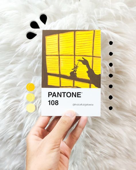 Acrylic painting Golden Hour Illustration, Golden Hour Drawing, Pantone Painting Challenge, Golden Hour Painting, Pantone Postcards, Libby Frame, Pantone Cards, Pantone Challenge, Pantone Art