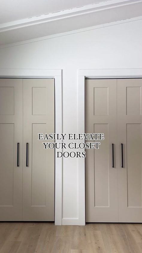 Kendra | Harbor + Pine | The easiest way to elevate your basic bi-fold closet doors 👏🏻An easy and inexpensive upgrade to make your space feel custom!! Comment LINK… | Instagram Laundry Closet Update, Hi Fold Closet Doors, Remove Closet Doors Ideas Entry Ways, French Doors Closet Bedroom, Closet Doors Color Ideas, How To Upgrade Closet Doors, Diy Tri Fold Closet Doors, Organic Modern Closet Door, Closet Laundry Room Ideas Double Doors