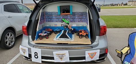 Monster Jam Trunk Or Treat, Monster Truck Trunk Or Treat, Trunk Or Treat Monster, Treat Ideas, Monster Jam, Halloween Craft, Trunk Or Treat, Holiday Inspiration, Halloween Birthday