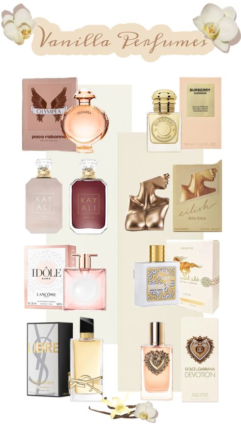 Vanilla Fragrances, perfumes, rabanne, Burberry, lancome, Kayali, billie eilish,Lattafa, ysl, Yves Saint Laurent, Dolce&Gabanna, D&G, vanilla, coconut, berries, lavender, citrus, creamy, sweet, gourmand Vanilla Perfumes, Ysl Perfume, Burberry Perfume, Fragrance Lab, Sweet Perfume, Vanilla Perfume, Perfume Collection Fragrance, Girly Phone Cases, Vanilla Coconut