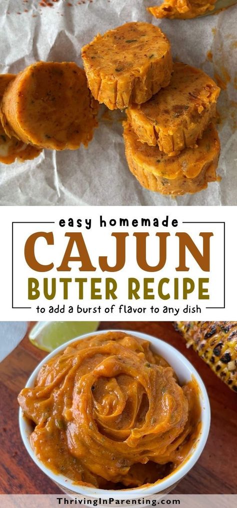 Indulge in the irresistible flavor of this Cajun Butter Sauce! This easy to make creamy Cajun butter sauce pairs well with everything, perfect for elevating your favorite dishes. Whether you're grilling meat, seafood, or sautéing some vegetables, simply add this Cajun butter spread for a burst of flavor. Spread this Cajun butter sauce on pasta or noodles or slather it on corn on the cob. This versatile Cajun butter sauce recipe is a must-have for easy recipes for busy moms. Cajun Compound Butter, Butter Recipe For Steak, Seasoned Butters, Cajun Butter Sauce Recipe, Cajun Butter Recipe, Cajun Garlic Butter Sauce, Cajun Mayo, Cajun Butter Sauce, Recipe For Steak