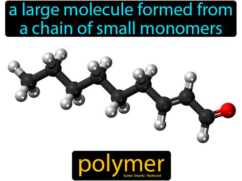 Polymer definition: A large molecule formed from a chain of small monomers. Marshmallow Molecule Models, Atoms Molecules Elements Compounds, Acetylcholine Molecule, Chemical Bonding And Molecular Structure, Molecule Structure, Nucleic Acid, Punctuation Marks, Medical School Essentials, 9th Grade