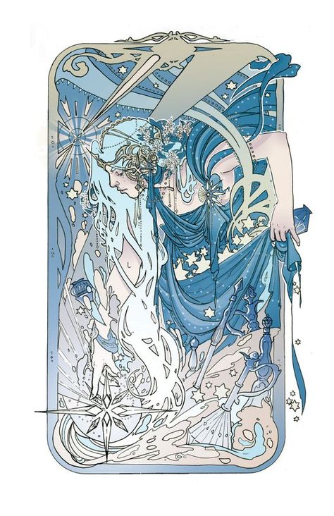 The Star - helenmask.com Mask Illustration, Alphonse Mucha Art, Mucha Art, Art Nouveau Illustration, Art Nouveau Poster, Pick A Color, 카드 디자인, Tarot Cards Art, Tarot Art