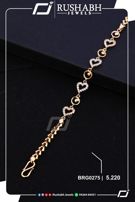 Weight:-5.220 grams Braslite For Women, Bracelet Design For Women, Gold Bracelet Women, Baby Jewelry Gold, Indian Gold Necklace Designs, Gold Bracelet Simple, Gold Temple Jewellery, Diamond Bracelet Design, Gold Earrings Models