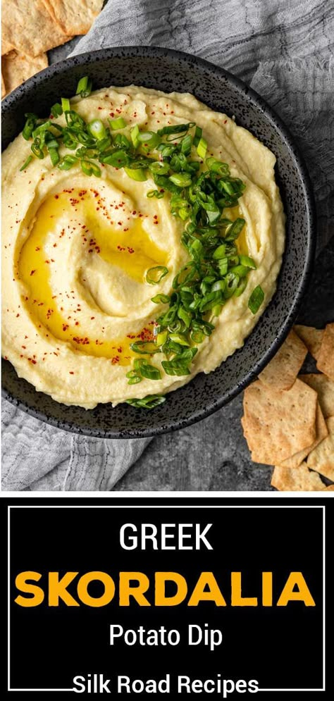 Greek Potato Dip, Greek Garlic Potato Dip, Greek Almond Dip, Greek Dips And Spreads, Mediterranean Garlic Dip, Greek Garlic Dip, Greek Tapas Recipes, Potato Dip Recipes, Greek Dips Recipes