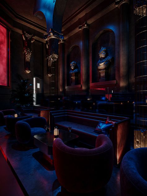 Night Club Design Interior, Night Club Interior Design, Nightclub Design Lighting, Night Club Design, Lounge Background, Speakeasy Aesthetic, Gothic Bar, Tac Mahal, Lounge Aesthetic