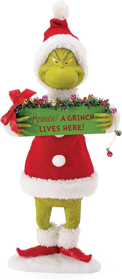 Department 56 Dr. Seuss The Grinch by Possible Dream Beware Sign Figurine, 12.5 Inch, Multicolor this ad earns affiliate commission Beware Sign, Dr Seuss Grinch, Dr Seuss The Grinch, Old World Christmas, Kids Story Books, Grinch Christmas, Department 56, The Grinch, Red Hats