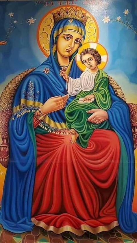 Dingil Mariam Kidane Mehret Pictures, All Ethiopian Mother, Kidane Mehret, St Mary Mother Of God, Ethiopia Art, Virgin Mary Picture, Stained Glass Windows Church, Spiritual Pictures, Church Icon