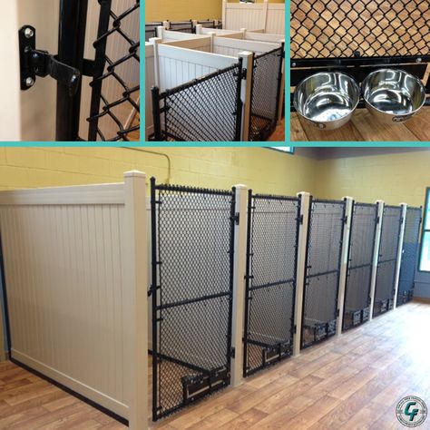 Dog Room In Garage Ideas, Dog Grooming Kennel Ideas, Dog Building Ideas, Garage Kennel Ideas, Dog Kennel Set Up Outside, Dog Kennel Designs Indoor, Dog Garage Kennel, Dog Kennels In Garage, Garage Into Dog Room