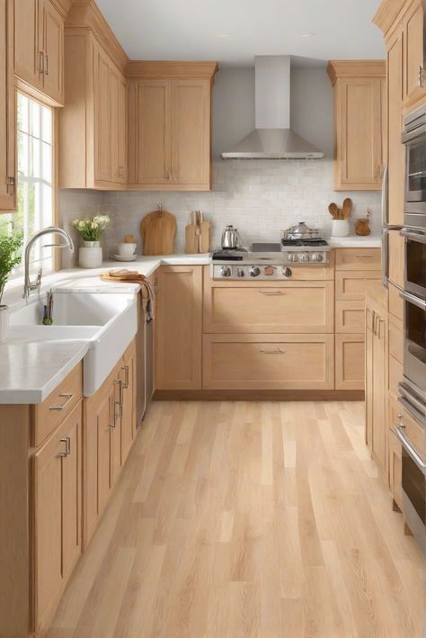 interior paint colors, home decor, kitchen remodeling, wall painting services Oak Cabinet Kitchen, Oak Wood Cabinets, Wood Stained Kitchen Cabinets, Light Oak Floors, Stained Kitchen Cabinets, Light Wood Kitchens, Pale Oak, Wood Floor Kitchen, Oak Cabinet