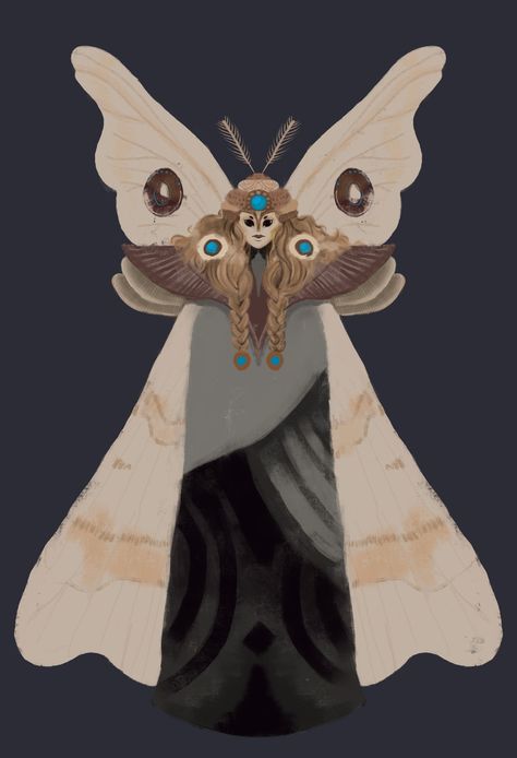 Moth queen Moth Queen Art, Moth Witch, Moth Queen, Moth Wings Drawing, Moth Girl, Moth People, Cute Moth, Moth Wings, Wings Drawing