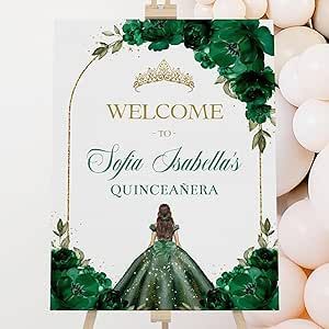 Green and Gold Arch Quinceañera Welcome Sign, Personalized Quinceañera Welcome Sign, Quinceanera Sign, Quinceanera Decor, 15th Birthday Sign, Sweet 16 Sign, Quinceañera Decor Indoor Outdoor. Sweet 16 Sign, 15th Birthday, Birthday Sign, Pharmacy Gifts, Quinceanera, Sweet 16, Green And Gold, Welcome Sign, Beauty And Personal Care