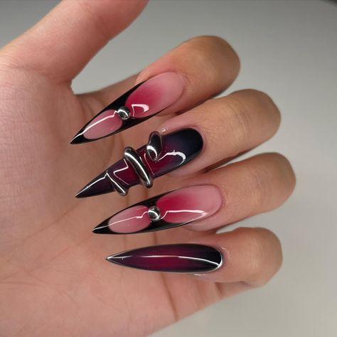 My Halloween set for this year inspired by my client😍 Fill and design took over 8 hours🥲 #nails #gelx #nailsofinstagram #nailtech #nailsnailsnails #nailart #nailaddict #naildesigns #nailporn #nailjunkie #nailartist #nailinspo #nailideas #vancouver #trend #halloween #halloweennails #rednails #spookyseason #3dart Scorpion Nail Art, Long Almond Halloween Nails, Goth French Tips, Goth Almond Nails, Scorpio Nail Art, Vampire Nail Art, Vampire Nails, Junk Nails, Gothic Nails