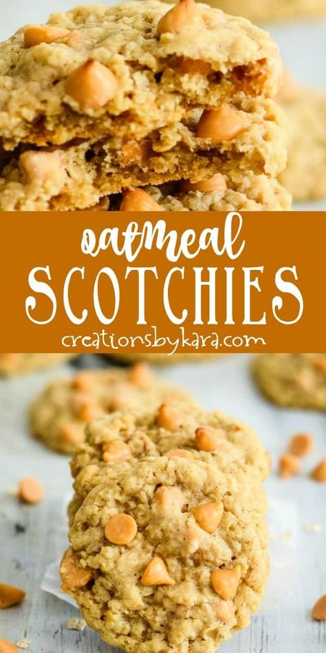 Butterscotch Oatmeal Cookies, Butterscotch Oatmeal, Oatmeal Scotchies, Oatmeal Butterscotch Cookies, Butterscotch Cookies, Dessert Cookies, Oatmeal Cookie Recipes, Delectable Desserts, Best Oatmeal