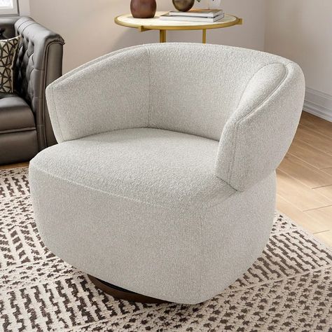 Latitude Run® Fully Assembled Upholstered Swivel Barrel Chair & Reviews - Wayfair Canada Oversize Chair, Club Chairs Living Room, Oversized Accent Chair, Barrel Chairs, Modern Club Chair, Chair For Living Room, Upholstered Armchair, Swivel Barrel Chair, Swivel Accent Chair