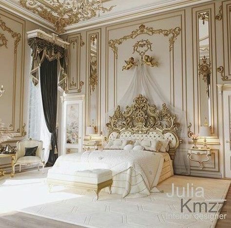 Idea Bilik Tidur, بيوت ملكية, Reka Bentuk Bilik Tidur, Royal Room, Royal Bedroom, Fancy Bedroom, Hiasan Bilik Tidur, Modern Bedroom Interior, Classic Bedroom