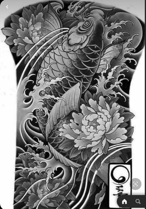 Koi Fish Tattoo Full Back, Koi Back Tattoo, Pez Koi Tattoo, Koi Dragon Tattoo, Dragon Tattoo Drawing, Koi Tattoo Sleeve, Dragon Head Tattoo, Pisces Tattoo Designs, Japanese Back Tattoo